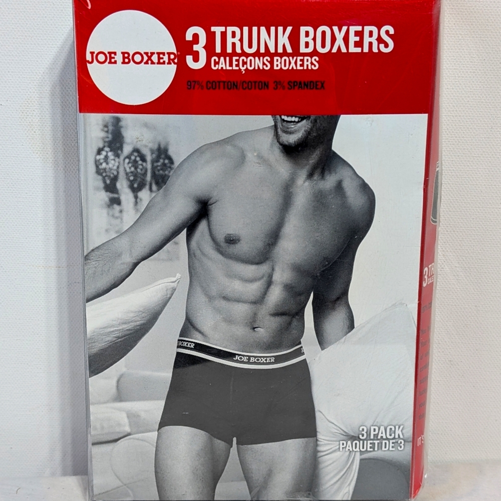 3 pk JOE BOXER Knit Trunk Boxer Shorts Men's Cotton Stretch Boxer S 28-30 Black